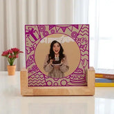 Birthday Joy – Pink Celebration Sandwich Frame featuring a cheerful birthday design and wooden base, ideal for gifting and photo keepsakes.